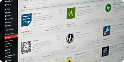A dark app interface showing a grid of application icons and reviews.